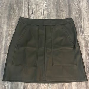 LOFT Green faux Leather Mini Shift Skirt